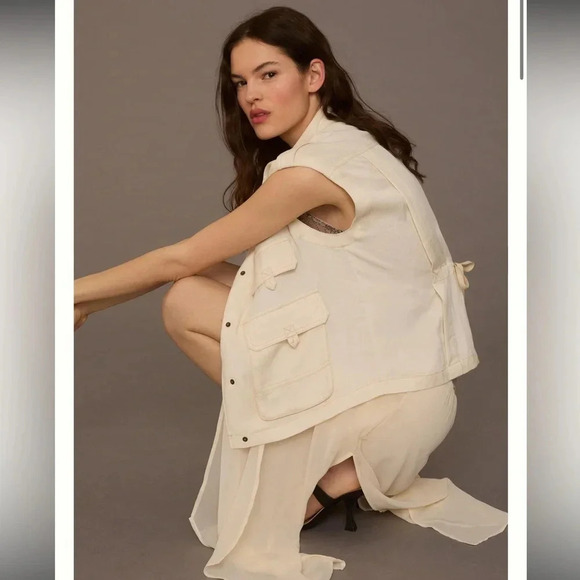 Anthropologie - Silky Utility Vest - Ivory - Size Small - Gently Used!! - Picture 5 of 15